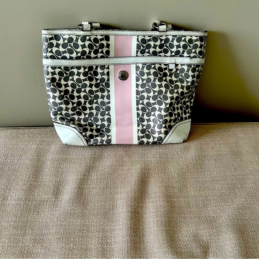 Coach Chelsea Heritage Stripe Signature Logo Tote